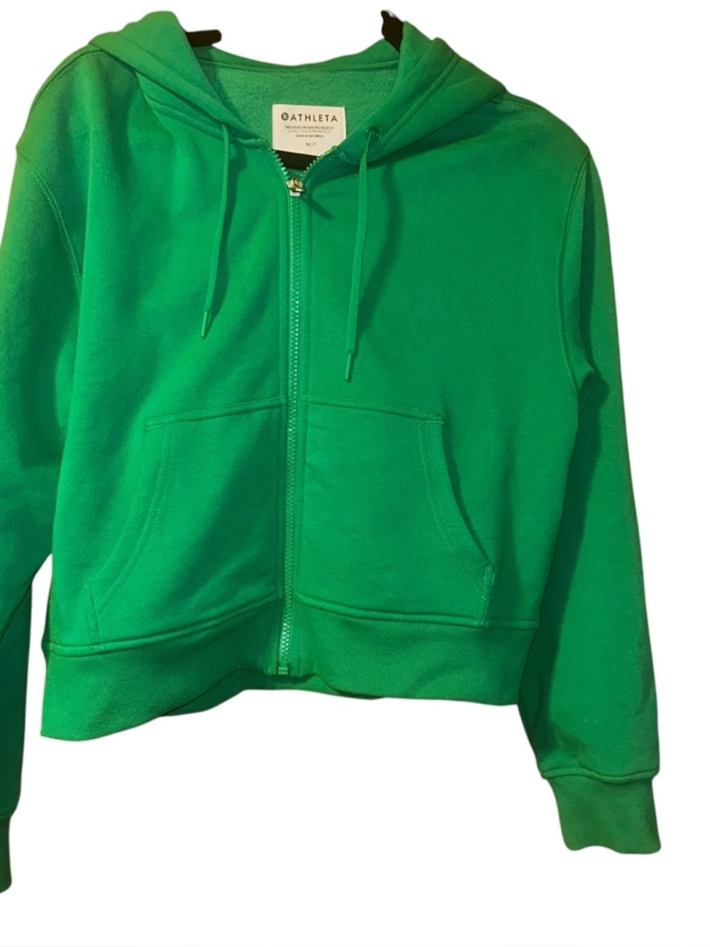 Athleta Green Forever Fleece Full Zip Sweatshirt hoody size Medium M